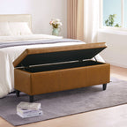 Pouf de rangement rectangulaire capitonné en similicuir (50,3 x 17,50 x 18 cm)