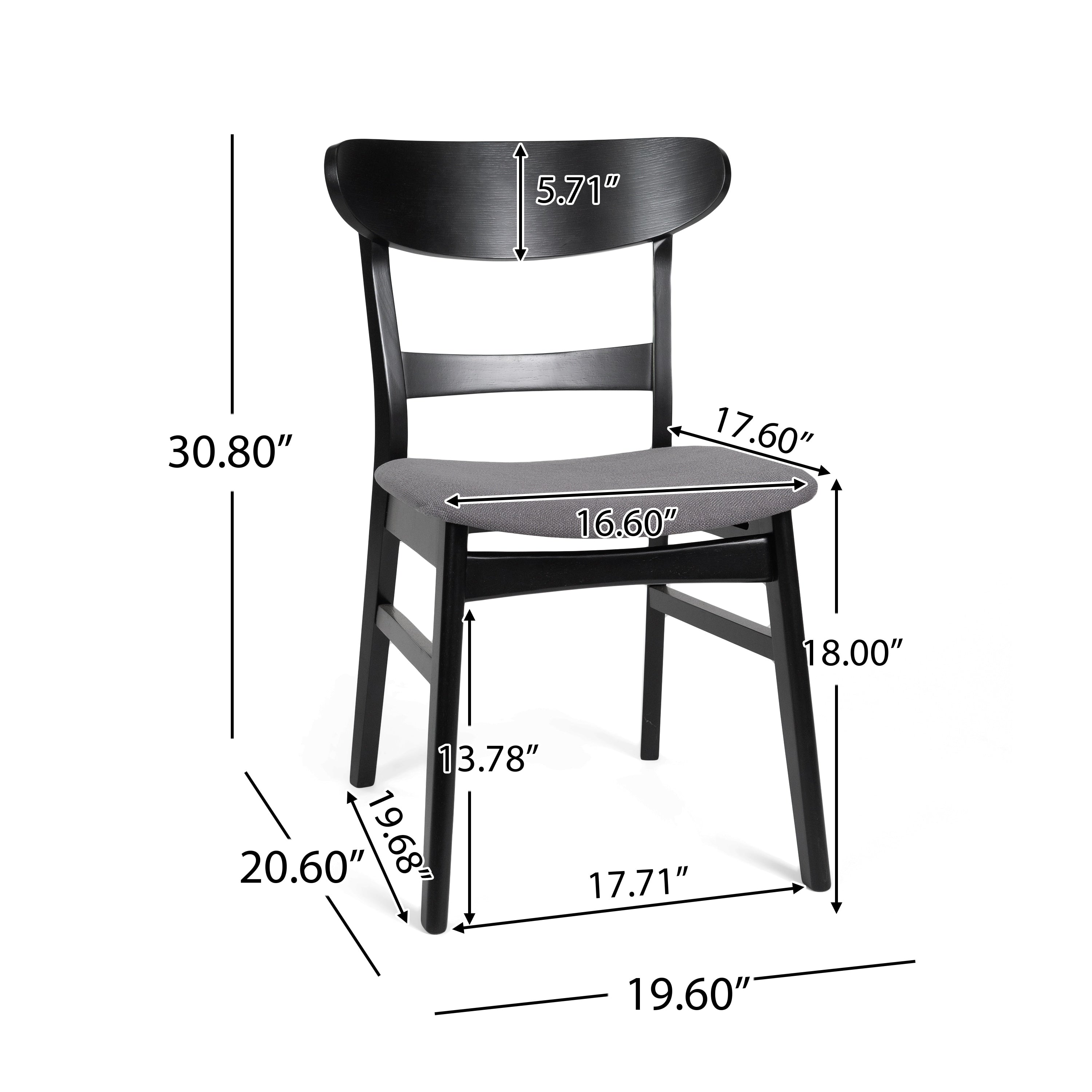 Chaises de salle à manger Abrielle en bois d'hévéa, style moderne du milieu du siècle (lot de 2), par Christopher Knight Home