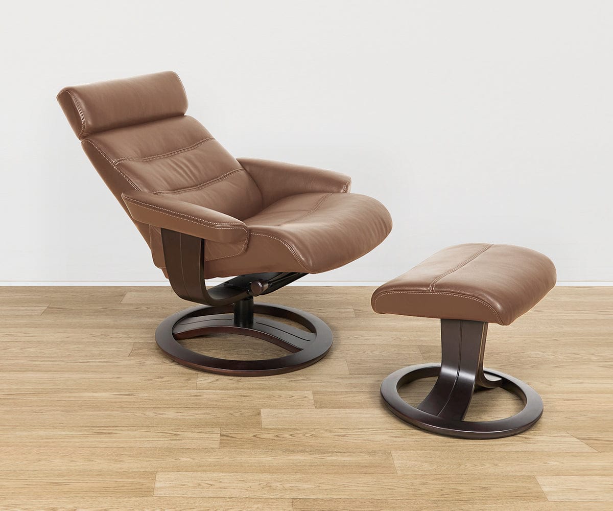 Fauteuil inclinable et ottoman en cuir Oswin