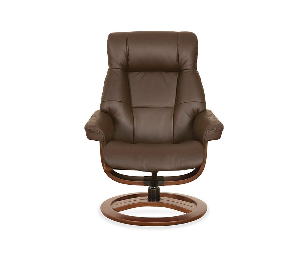 Fauteuil inclinable et repose-pieds en cuir Aksel