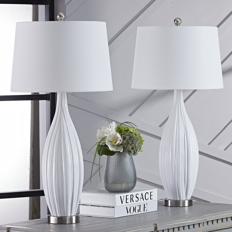 Ensemble de 2 lampes de table standard en porcelaine blanche (31)