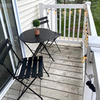 Ensemble bistro pliable en métal 3 pièces, résistant aux intempéries, idéal pour l'intérieur et l'extérieur, avec terrasse, jardin ou cour.