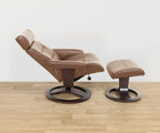 Fauteuil inclinable et ottoman en cuir Oswin