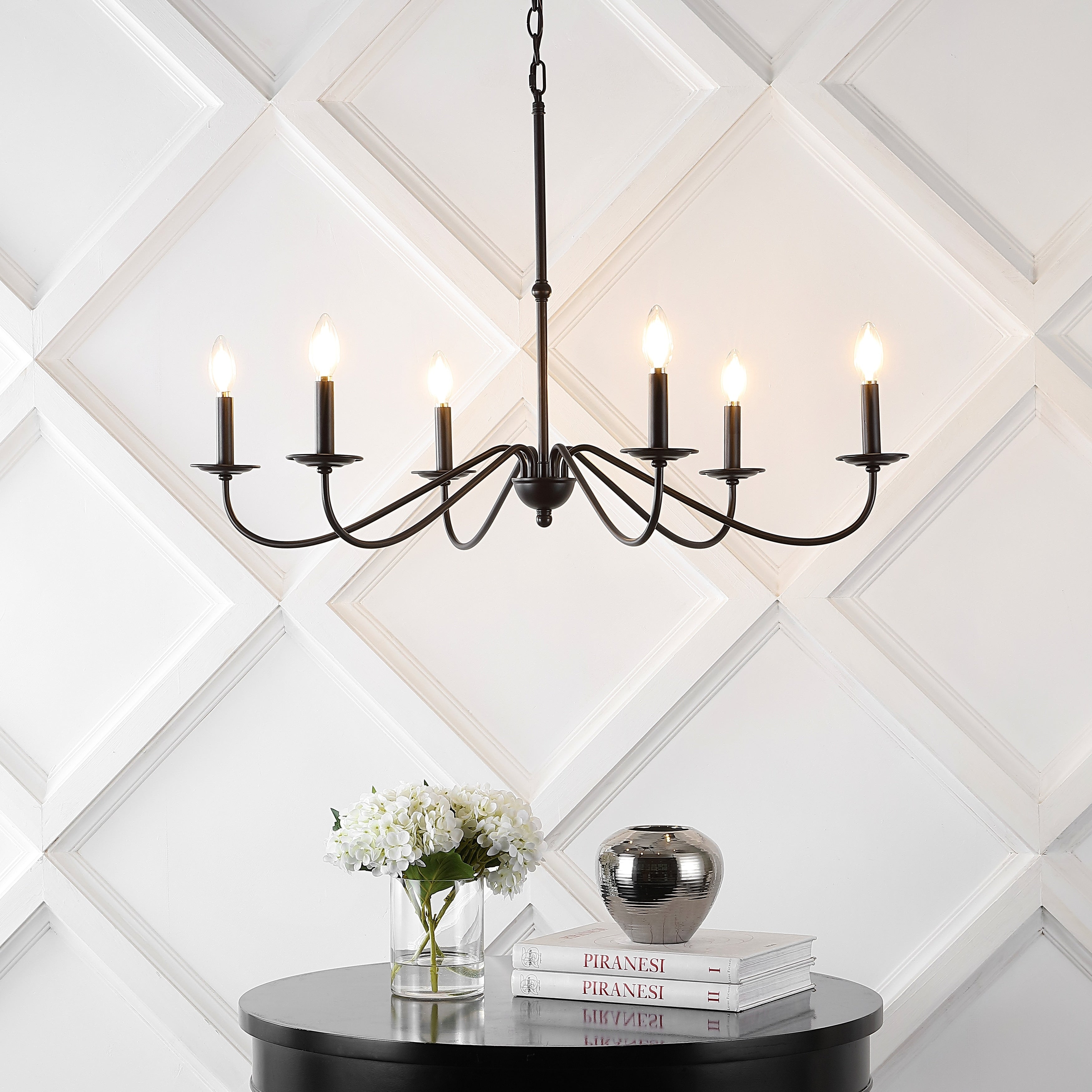 Lustre LED en fer à 6 lumières de 34,75 pouces, par JONATHAN Y