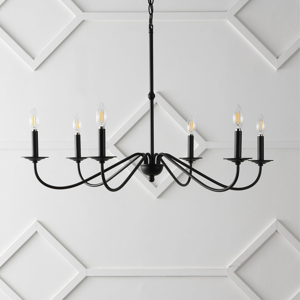 Lustre LED en fer à 6 lumières de 34,75 pouces, par JONATHAN Y