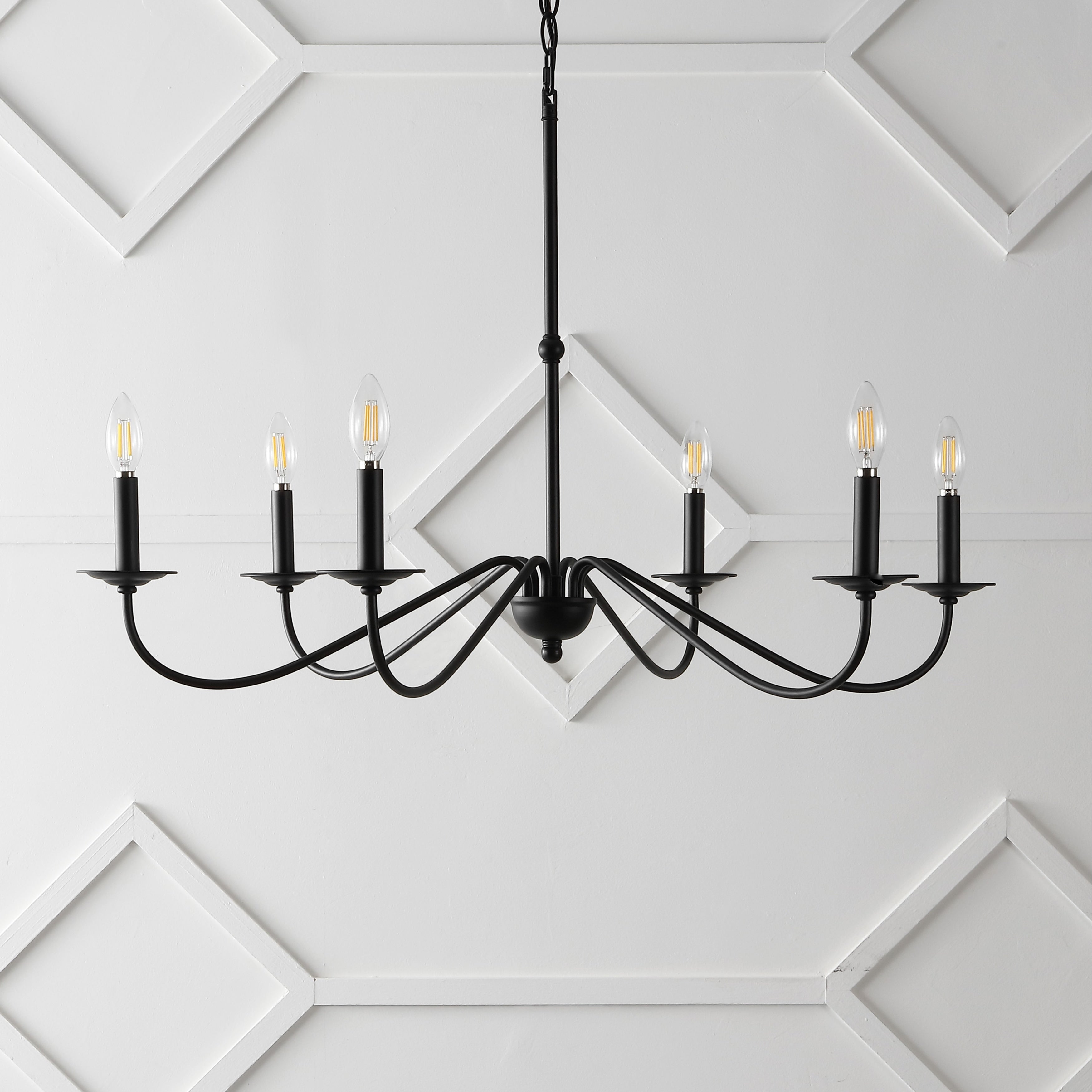 Lustre LED en fer à 6 lumières de 34,75 pouces, par JONATHAN Y