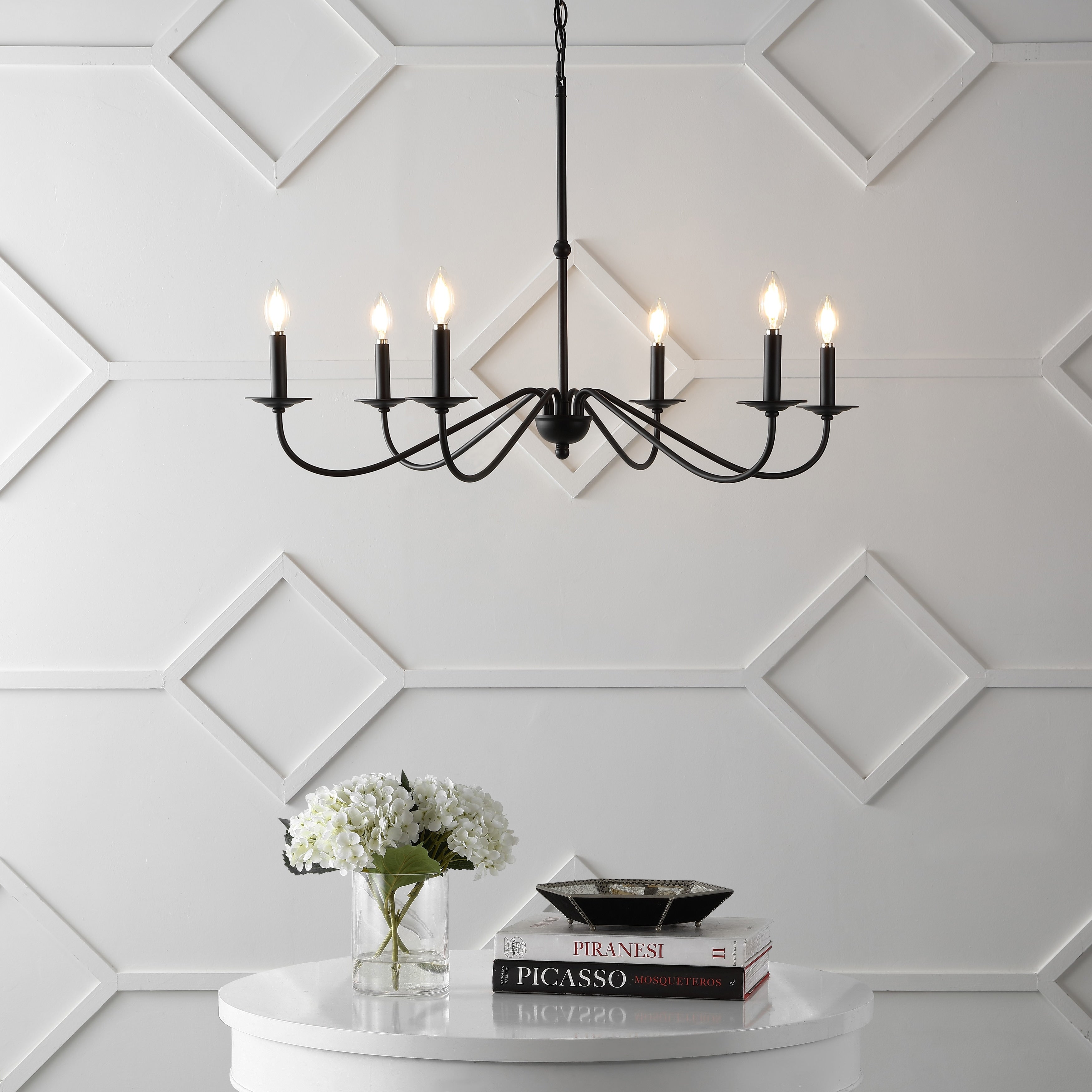 Lustre LED en fer à 6 lumières de 34,75 pouces, par JONATHAN Y