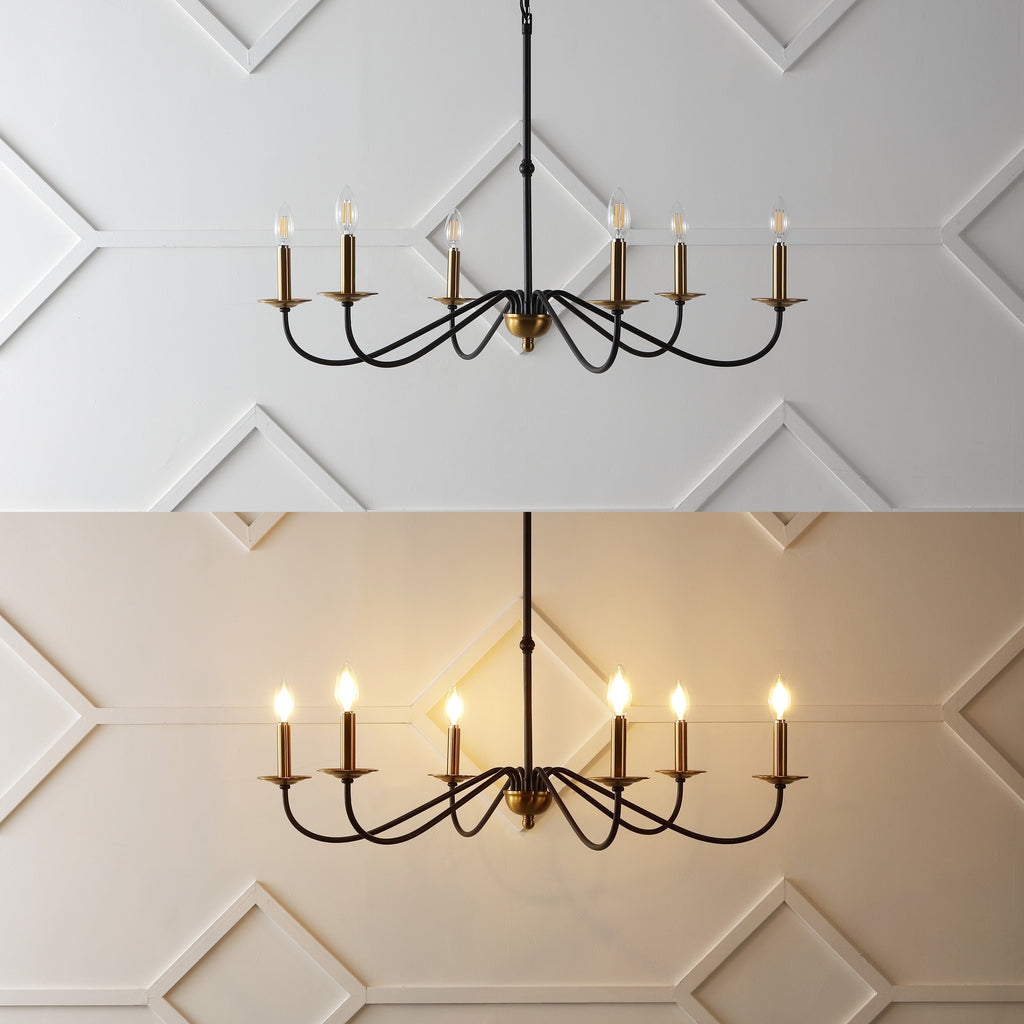 Lustre LED en fer à 6 lumières de 34,75 pouces, par JONATHAN Y
