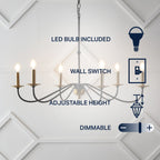 Lustre LED en fer à 6 lumières de 34,75 pouces, par JONATHAN Y