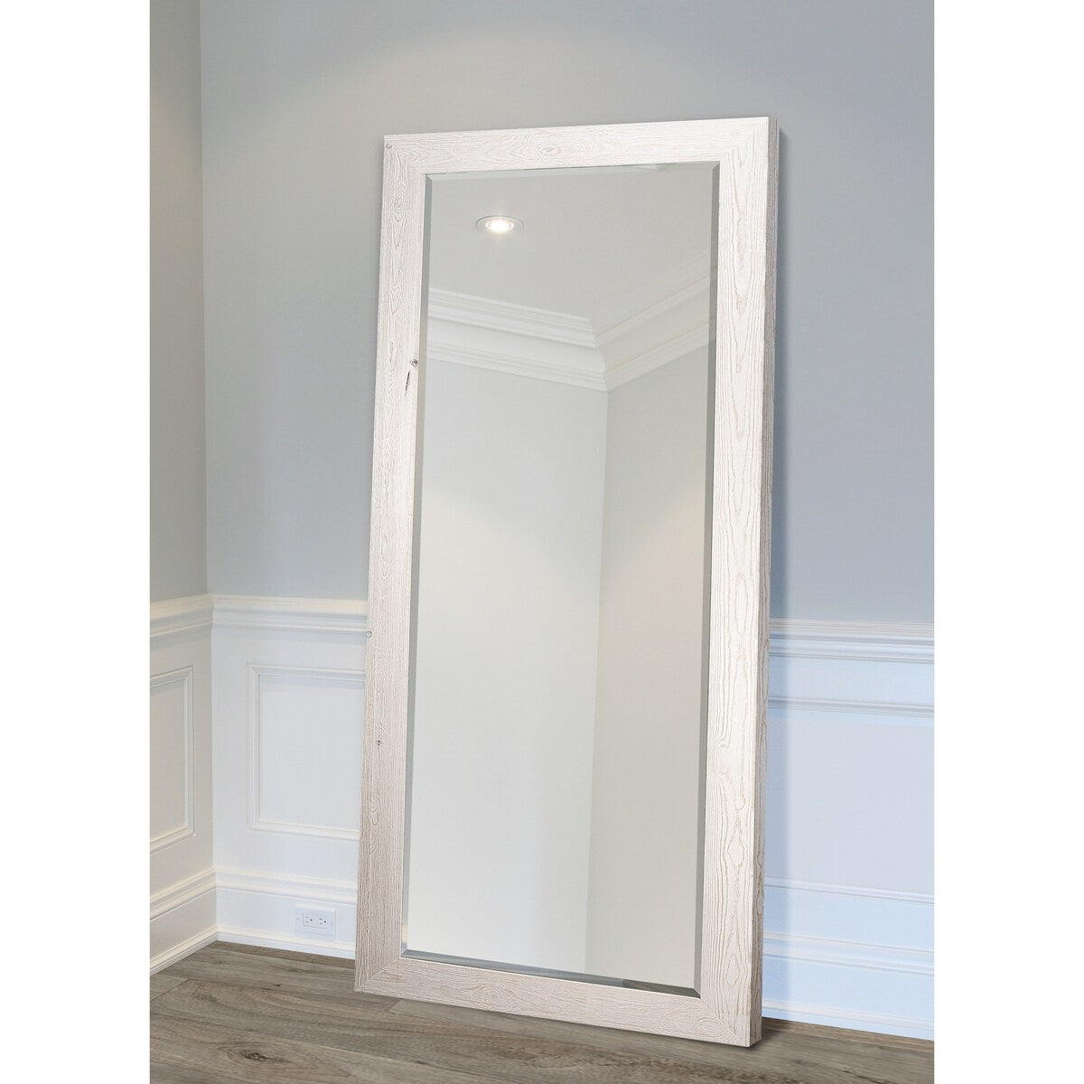 Miroir pleine longueur en bois de grange - Blanc vieilli - 62 x 27