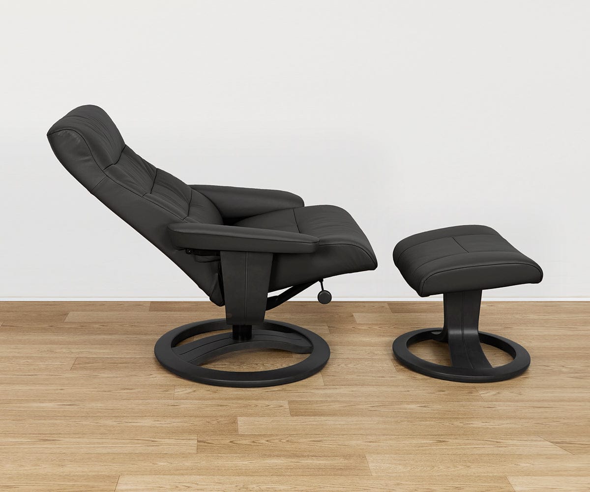 Fauteuil inclinable et ottoman en cuir Hans