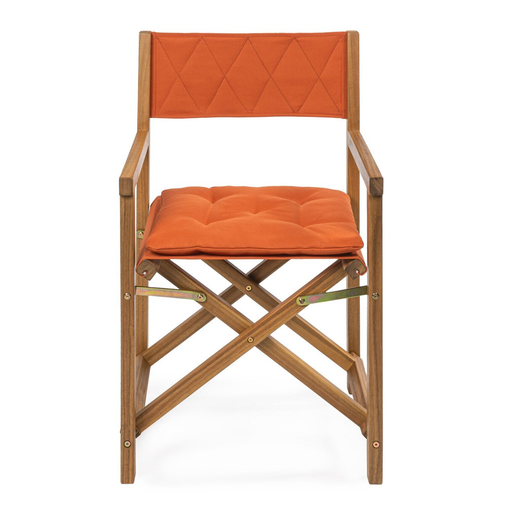 Chaise de réalisateur pliable d'extérieur Theo Classic en bois d'acacia, style milieu du siècle, avec dossier matelassé en losanges et coussin (lot de 2), par JONATHAN Y