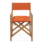 Chaise de réalisateur pliable d'extérieur Theo Classic en bois d'acacia, style milieu du siècle, avec dossier matelassé en losanges et coussin (lot de 2), par JONATHAN Y