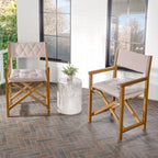 Chaise de réalisateur pliable d'extérieur Theo Classic en bois d'acacia, style milieu du siècle, avec dossier matelassé en losanges et coussin (lot de 2), par JONATHAN Y