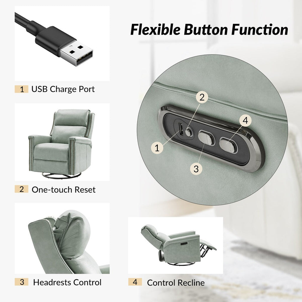 Ensemble de 2 fauteuils inclinables électriques pivotants et à bascule Tobias de style traditionnel par HULALA HOME