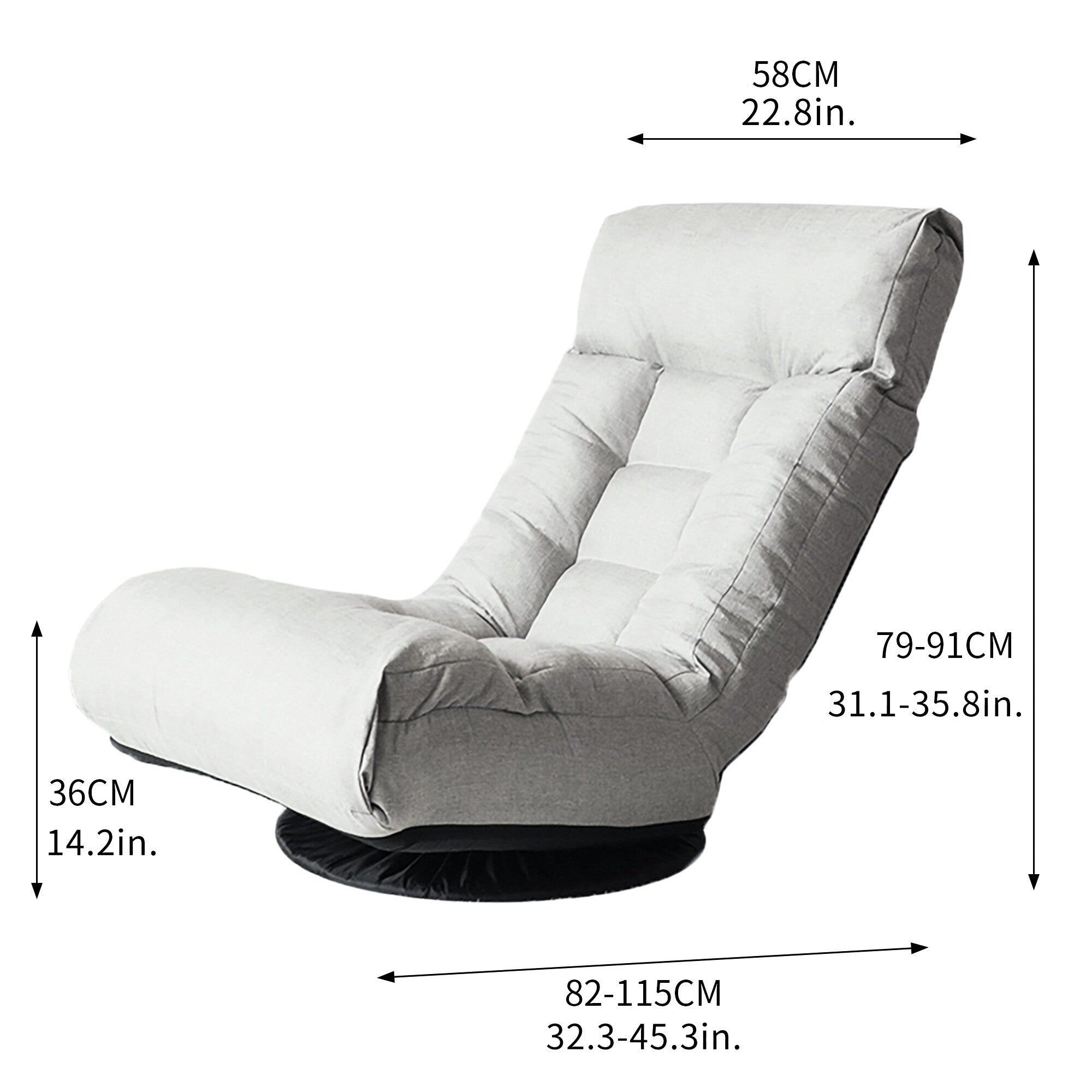 Ensemble fauteuil inclinable rembourré sans accoudoirs avec repose-pieds et appui-tête réglable