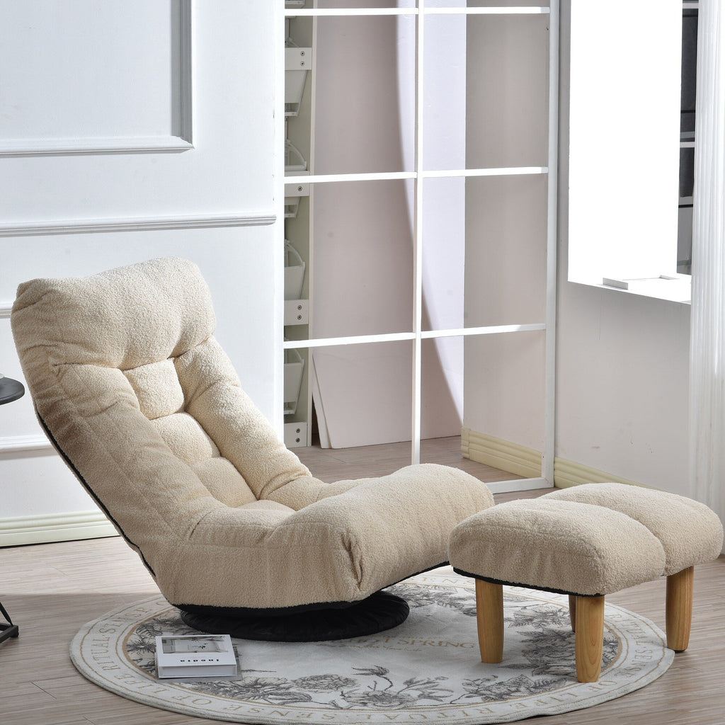 Ensemble fauteuil inclinable rembourré sans accoudoirs avec repose-pieds et appui-tête réglable