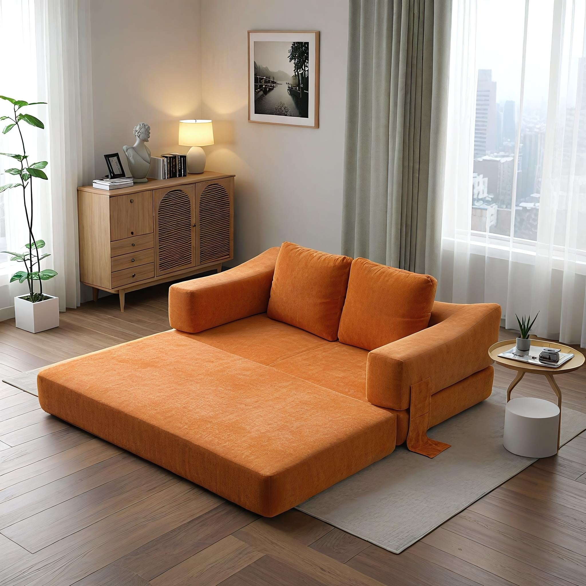 Canapé-lit convertible rembourré 70,87, fauteuil convertible, canapé de sol confortable pour salon, chambre, tissu chenille