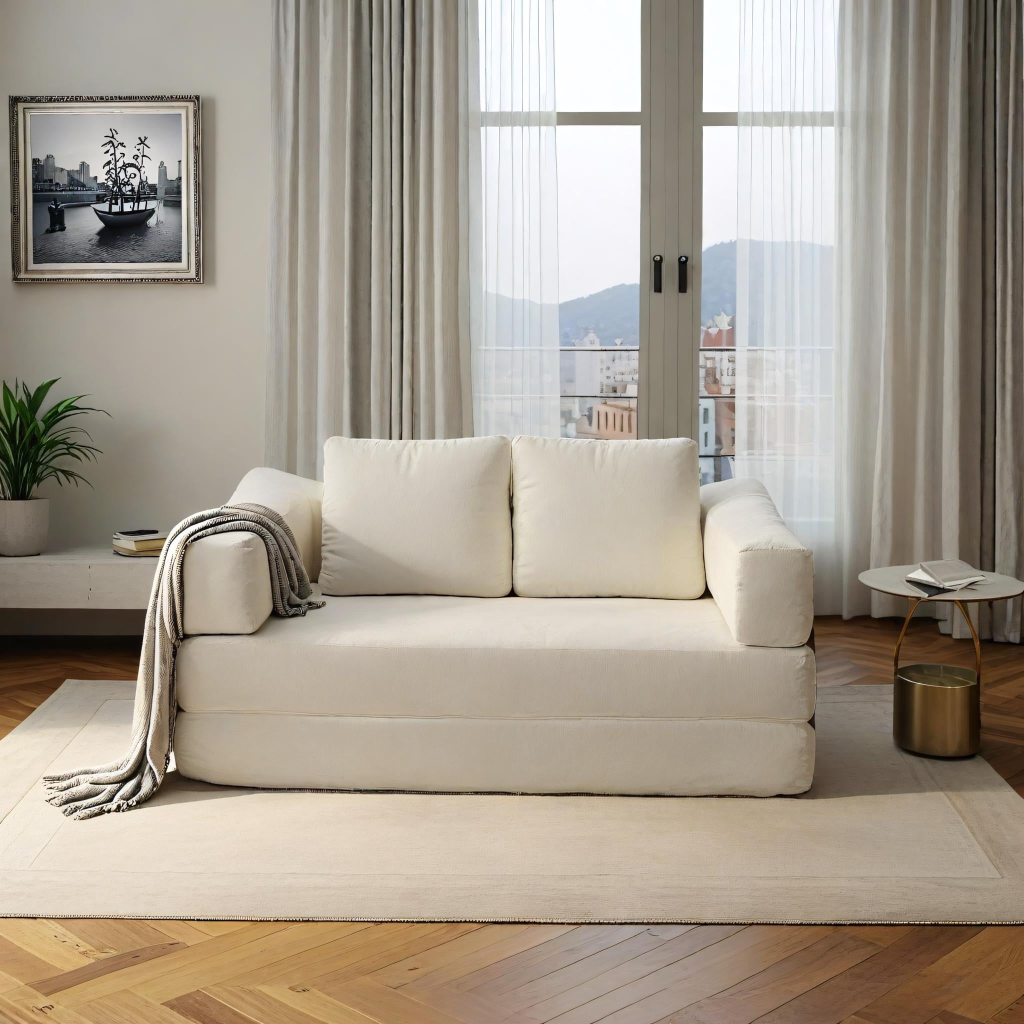 Canapé-lit convertible rembourré 70,87, fauteuil convertible, canapé de sol confortable pour salon, chambre, tissu chenille