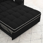 Canapé-lit convertible 2 places en velours de 140 cm avec lit gigogne, dossier inclinable, poches latérales et support pour téléphone