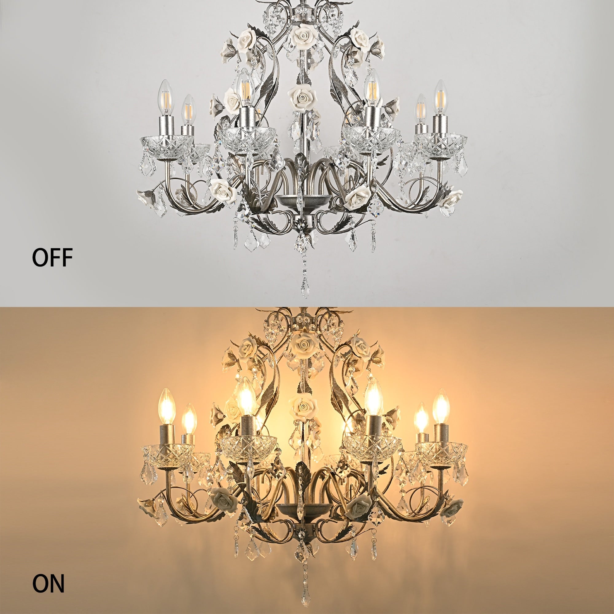 Magnifique et élégant lustre vintage en cristal rose, style palais.