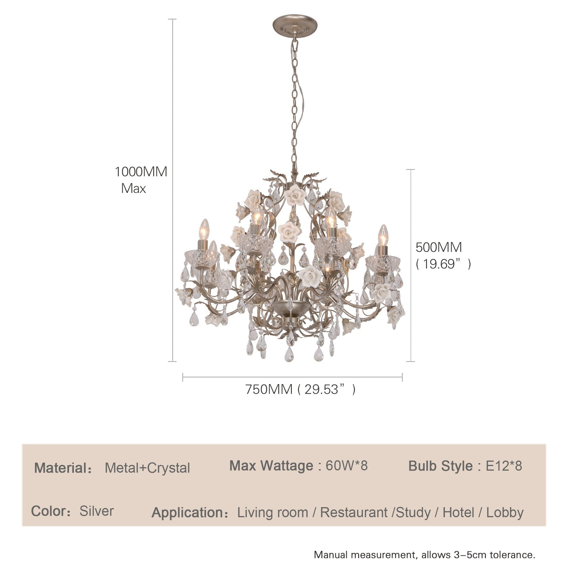 Magnifique et élégant lustre vintage en cristal rose, style palais.