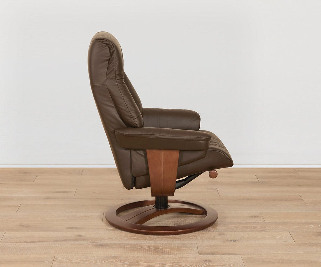 Fauteuil inclinable et repose-pieds en cuir Aksel