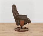 Fauteuil inclinable et repose-pieds en cuir Aksel