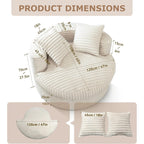 Fauteuil de jardin rond WOWMAX 47, canapé-lit surdimensionné en velours côtelé avec 2 coussins décoratifs