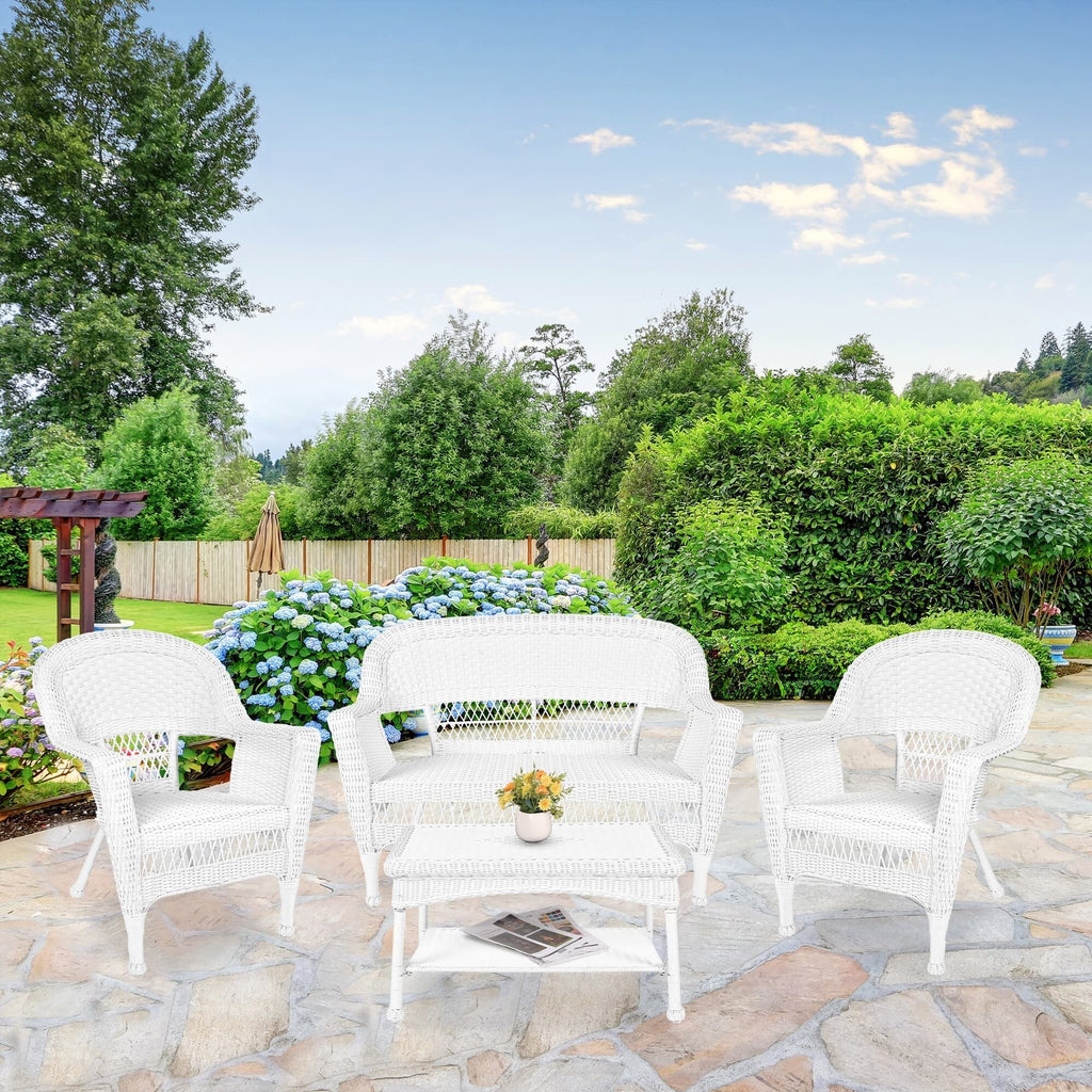 Ensemble de conversation 4 pièces en osier pour patio