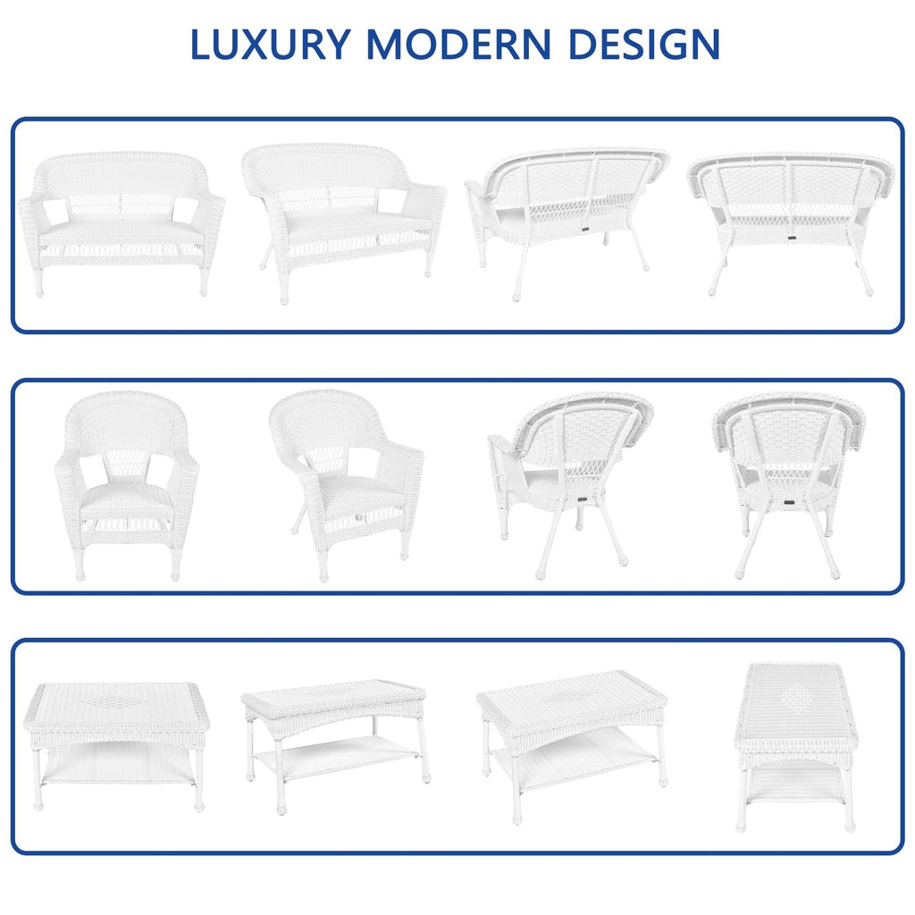 Ensemble de conversation 4 pièces en osier pour patio