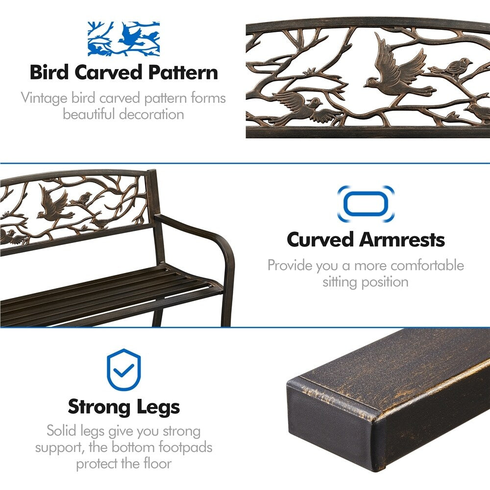 Banc de jardin Yaheetech en métal pour terrasse ou véranda - Non disponible