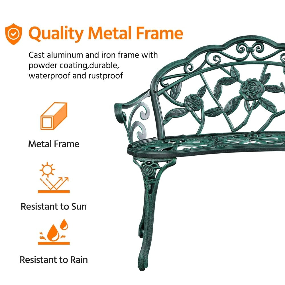 Banc d'extérieur en métal Yaheetech pour terrasse, parc ou jardin - Non applicable