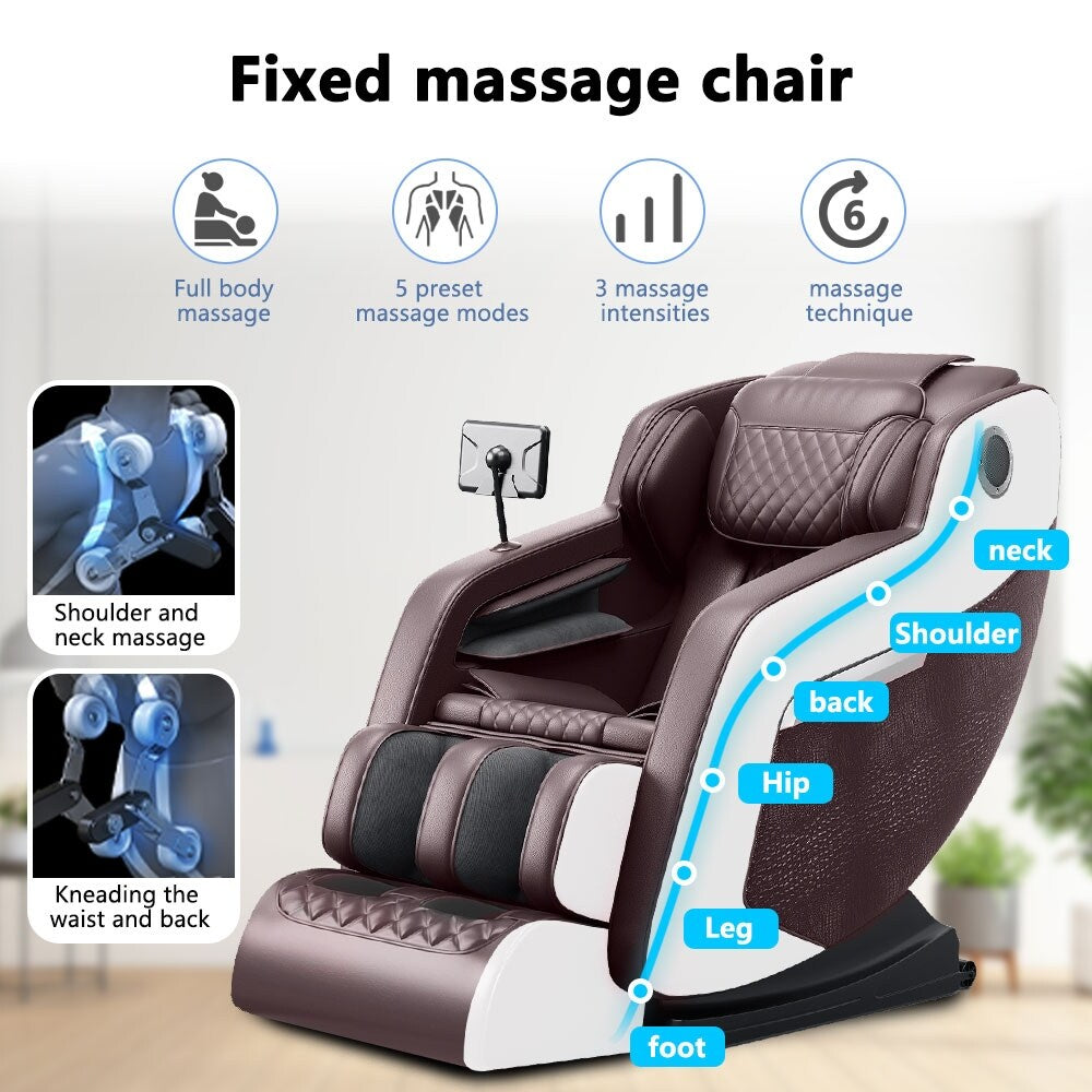 Fauteuil inclinable massant zéro gravité avec massage complet du corps, chauffage et audio Bluetooth intégré