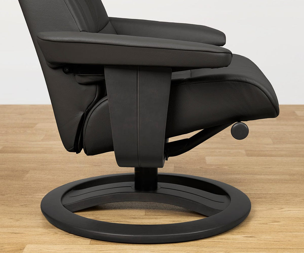 Fauteuil inclinable et ottoman en cuir Hans