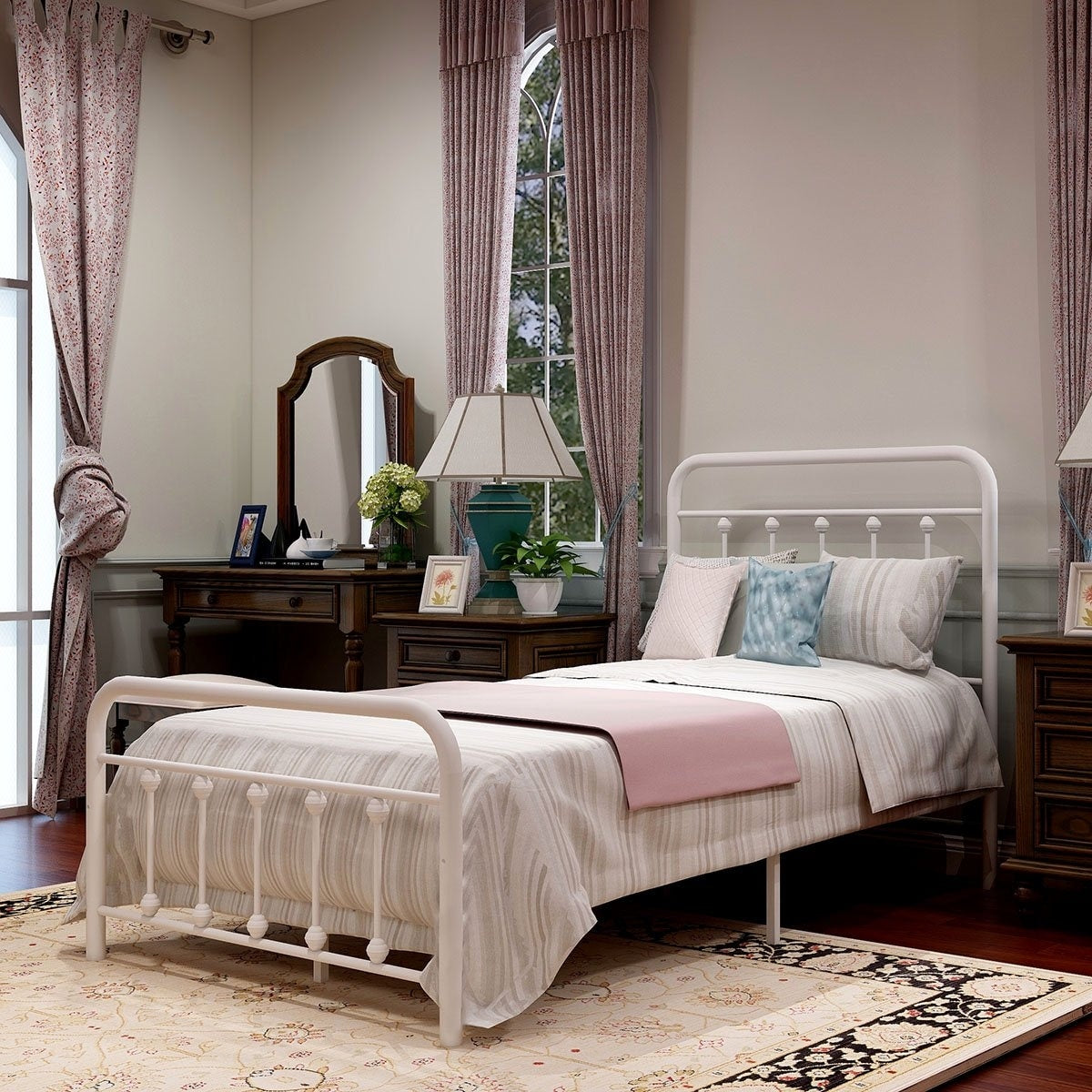 Cadre de lit plateforme en métal style vintage simple Alazyhome, montage facile