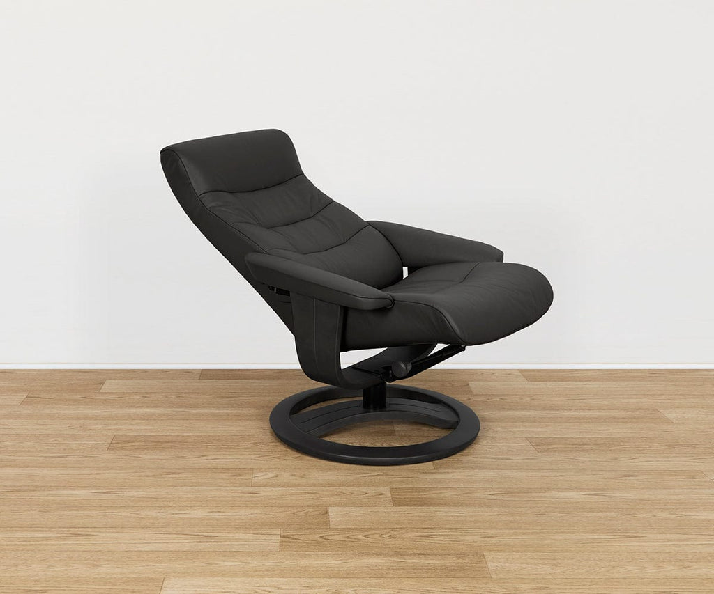 Fauteuil inclinable et ottoman en cuir Hans