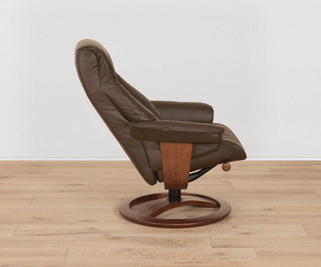 Fauteuil inclinable et repose-pieds en cuir Aksel