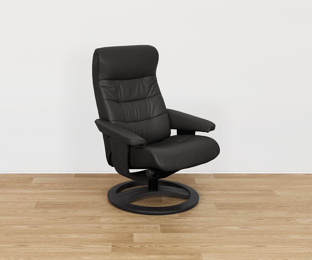 Fauteuil inclinable et ottoman en cuir Hans