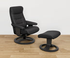Fauteuil inclinable et ottoman en cuir Hans