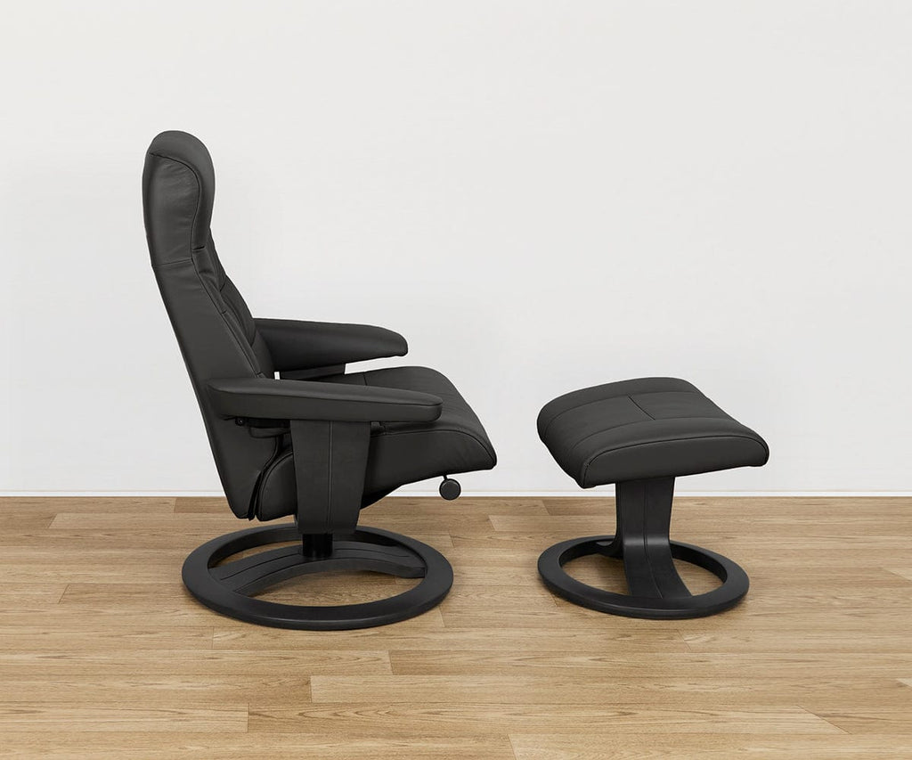 Fauteuil inclinable et ottoman en cuir Hans